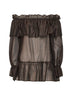 Mocha voile Cevil off-the-shoulder tunic