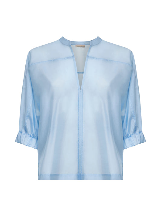 Periwinkle blue voile Ciker tunic shirt