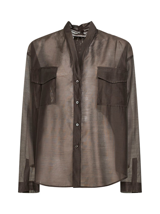 Camicia Ciuffo in voile moka