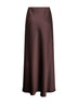 Coffee satin Garra long flared skirt