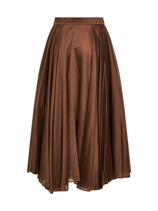 Chocolate voile Gaudia full midi skirt<BR/>