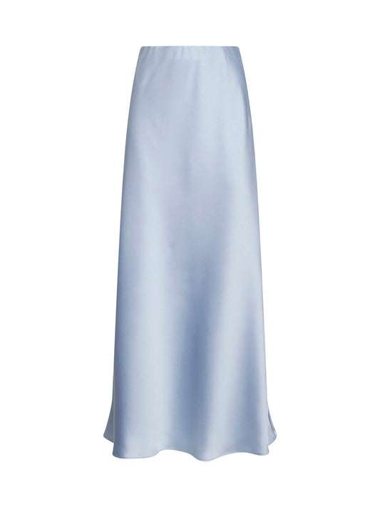 Powder blue satin Gedila long bias skirt