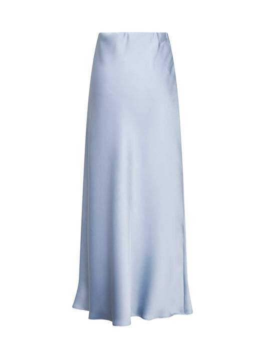 Powder blue satin Gedila long bias skirt