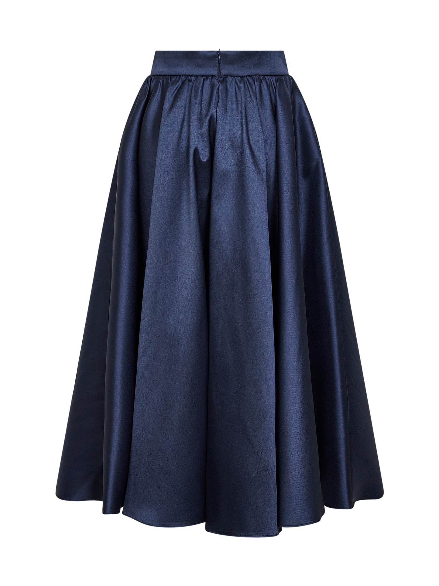 Navy satin Geky full midi skirt