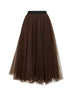 Brown tulle Gerby long wide skirt