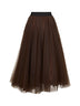 Brown tulle Gerby long wide skirt