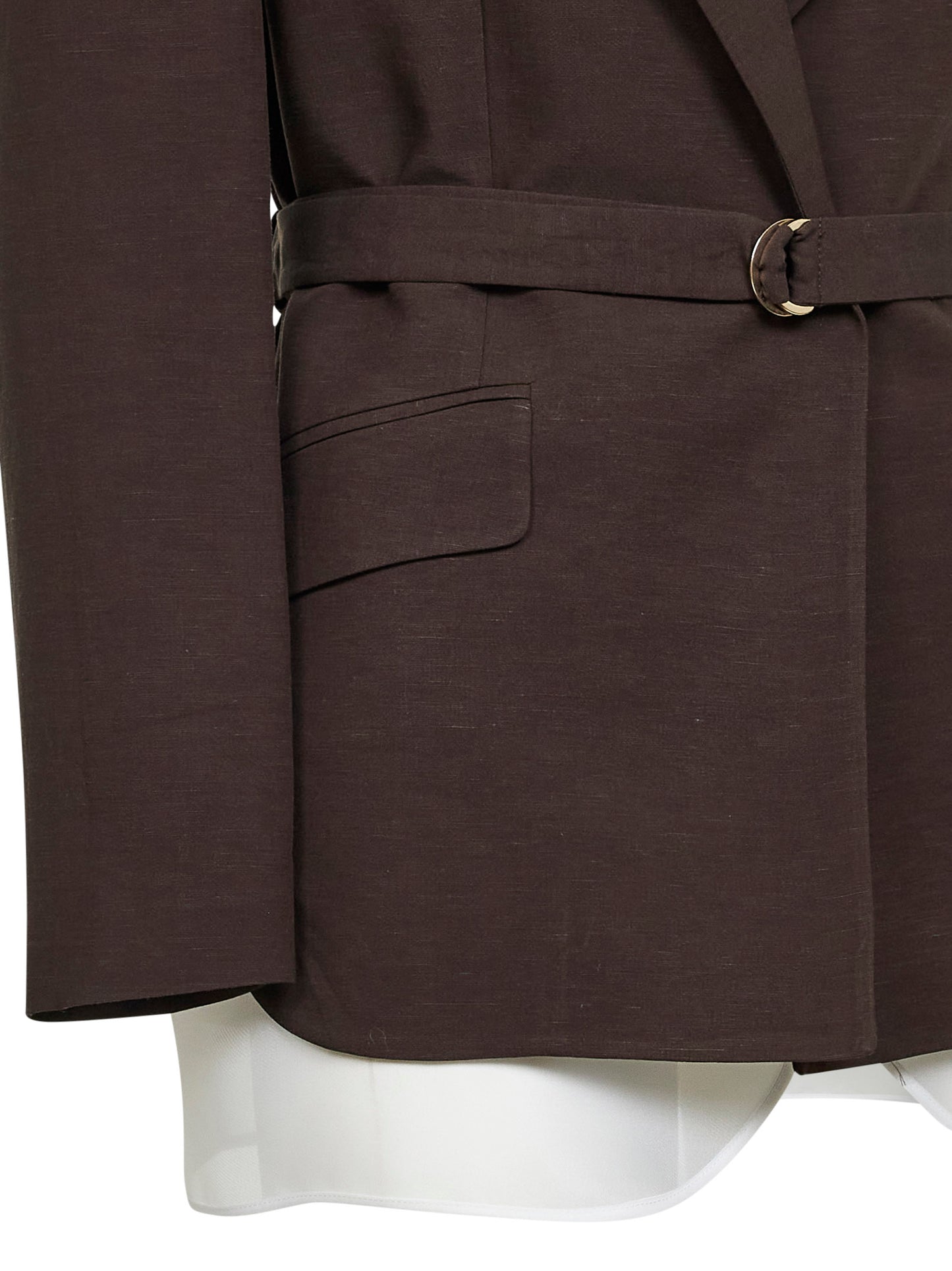 Giacca con cintura Goody in viscosa e lino moka