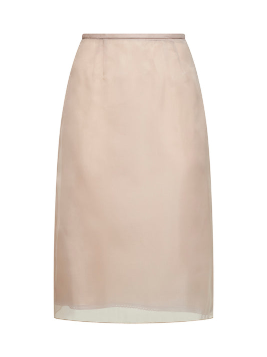 Beige organza Gunzy pencil skirt