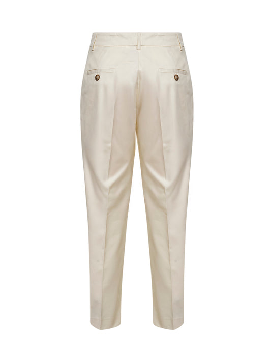Pantaloni chino Pares in cotone stretch vaniglia