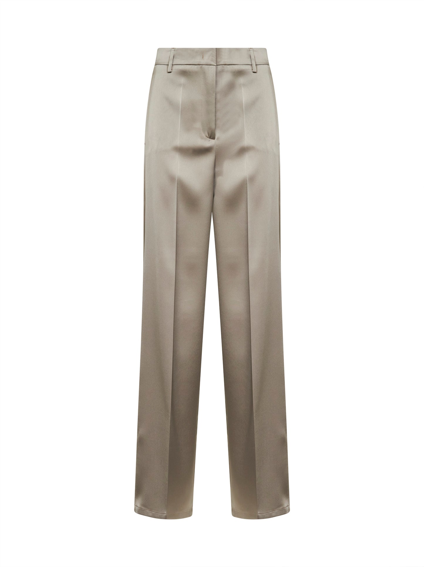 Pantaloni dritti Pisa in raso gesso