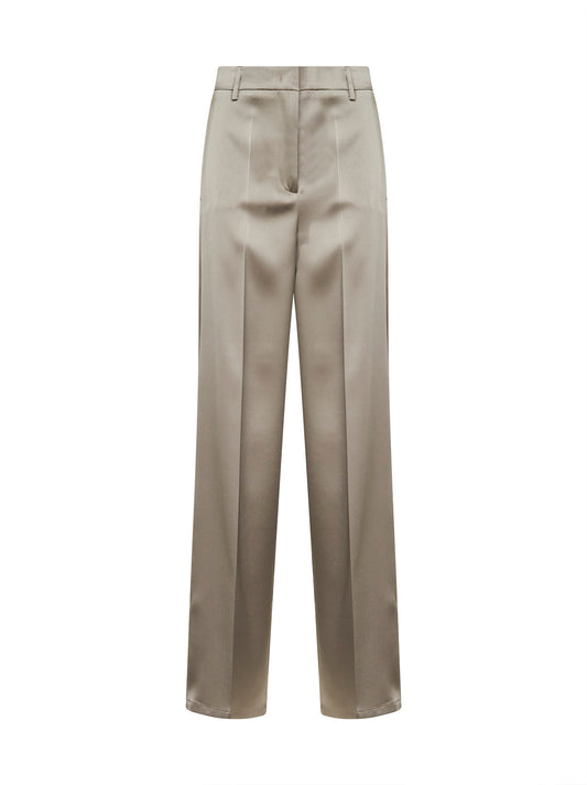 Pantaloni dritti Pisa in raso gesso