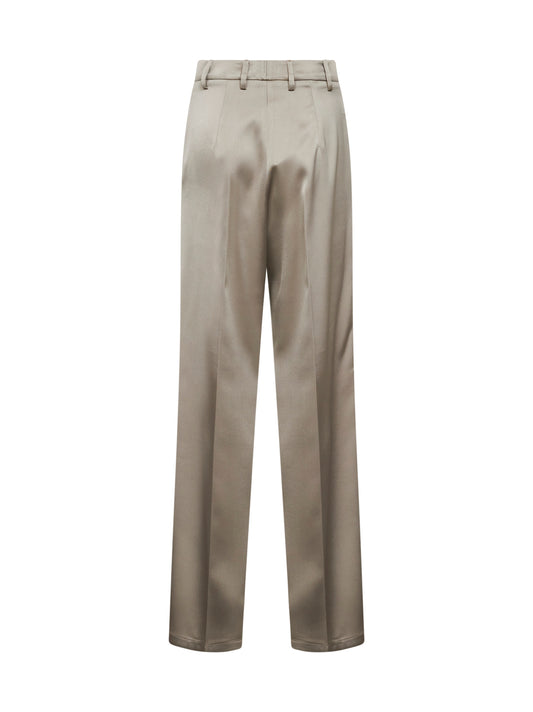 Pantaloni dritti Pisa in raso gesso