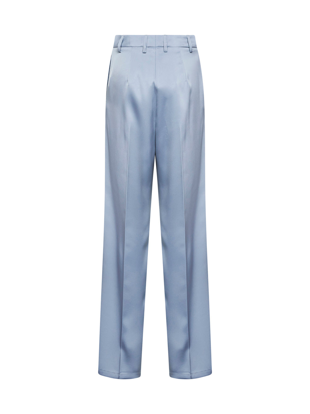 Pantaloni dritti Pisa in raso azzurro polvere