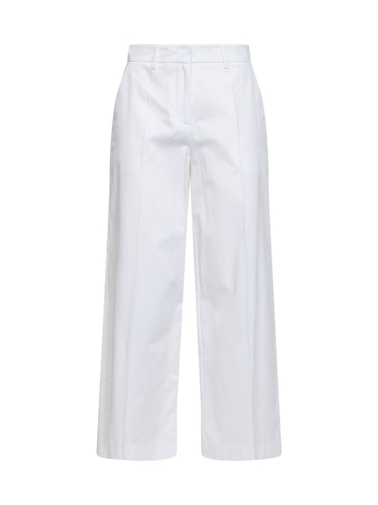 White stretch cotton Polka wide-leg trousers