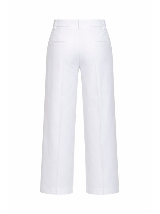 White stretch cotton Polka wide-leg trousers