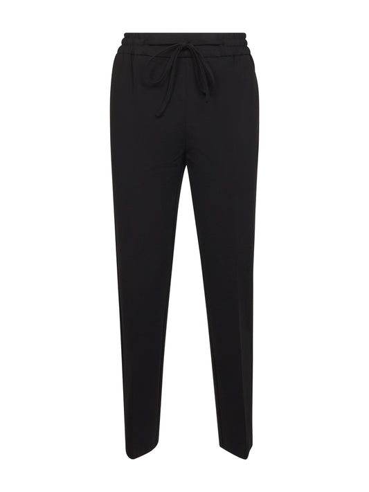 Black stretch viscose blend Priya drawstring trousers