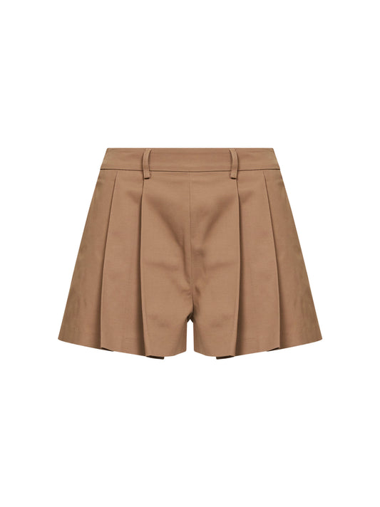 Shorts a pieghe Seltz in cotone stretch biscotto