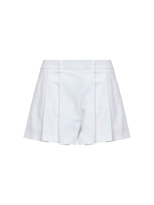 Shorts a pieghe Seltz in cotone stretch bianco