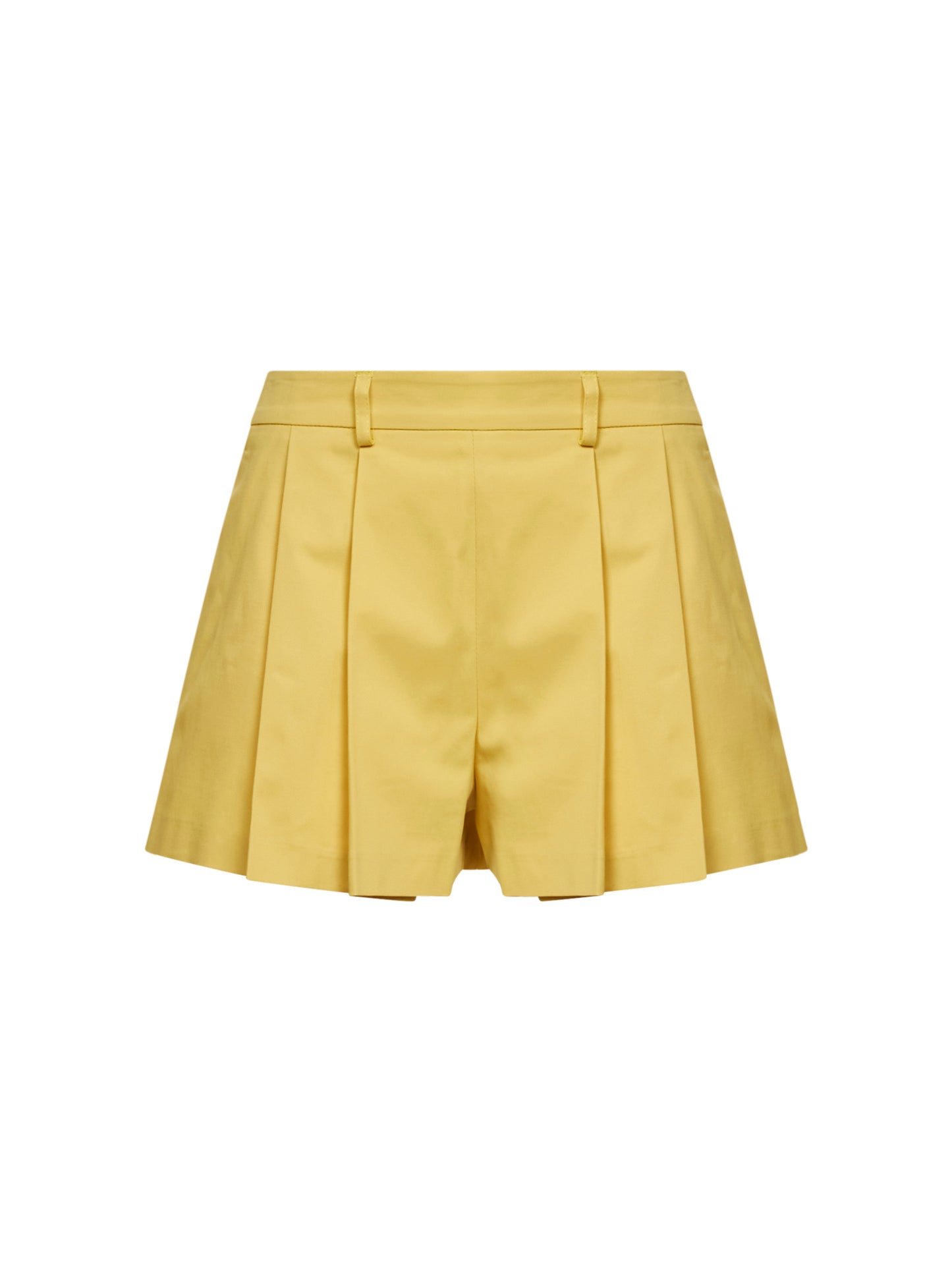 Shorts a pieghe Seltz in cotone stretch giallo olio
