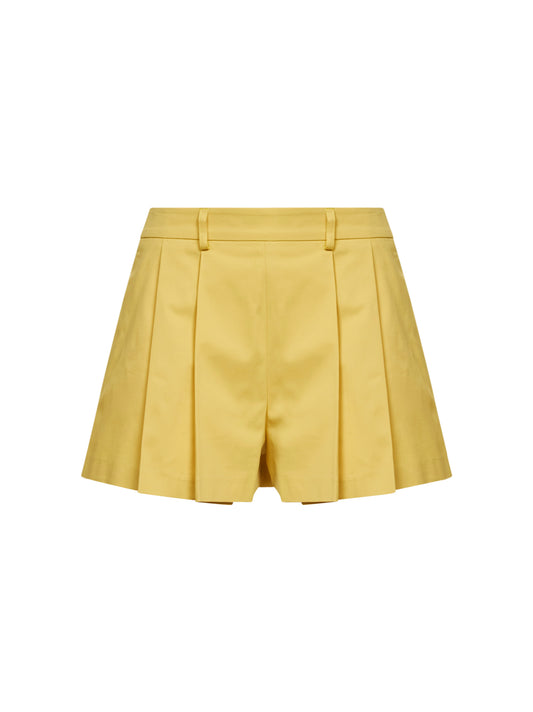 Shorts a pieghe Seltz in cotone stretch giallo olio