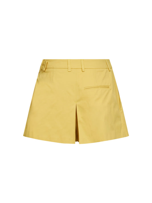 Shorts a pieghe Seltz in cotone stretch giallo olio