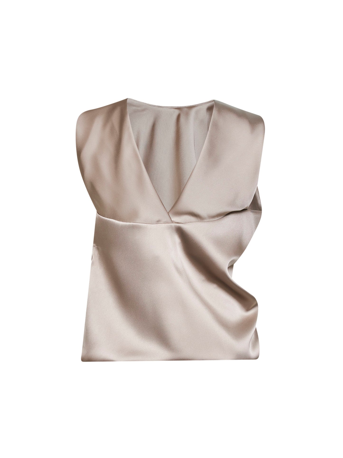 Top drappeggiato Tafoly in raso gesso