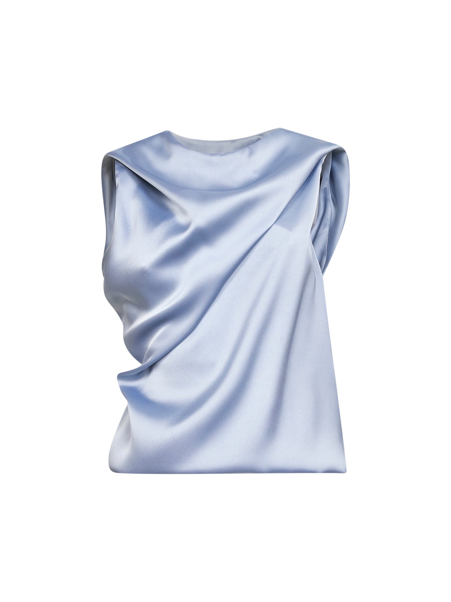 Top drappeggiato Tafoly in raso polvere