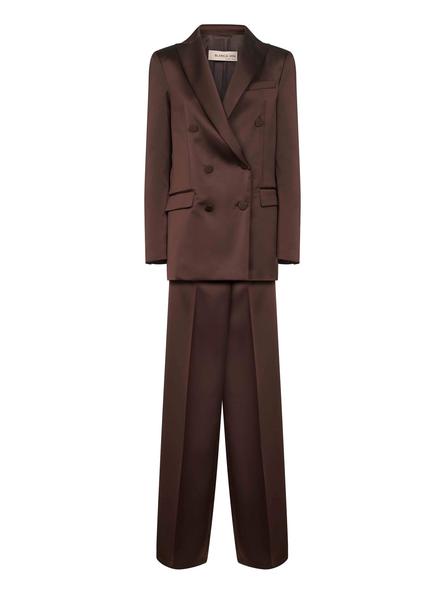 Completo Telvera in raso caffè