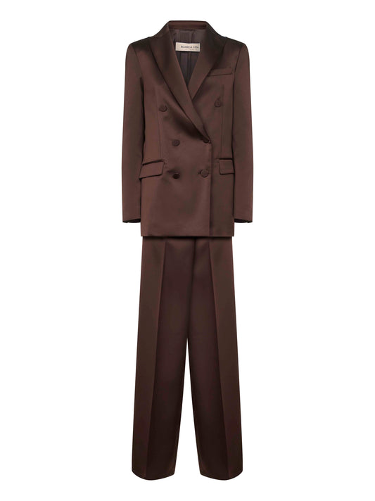 Completo Telvera in raso caffè