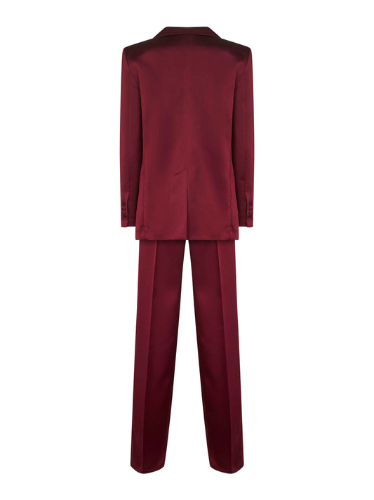 Burgundy satin Telvera suit