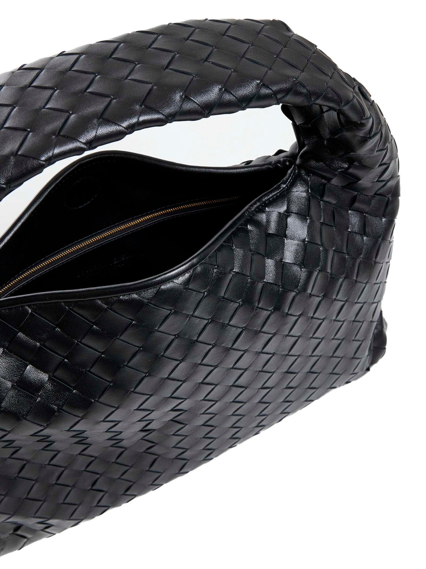 Tote bag media in pelle con motivo Intrecciato Hop