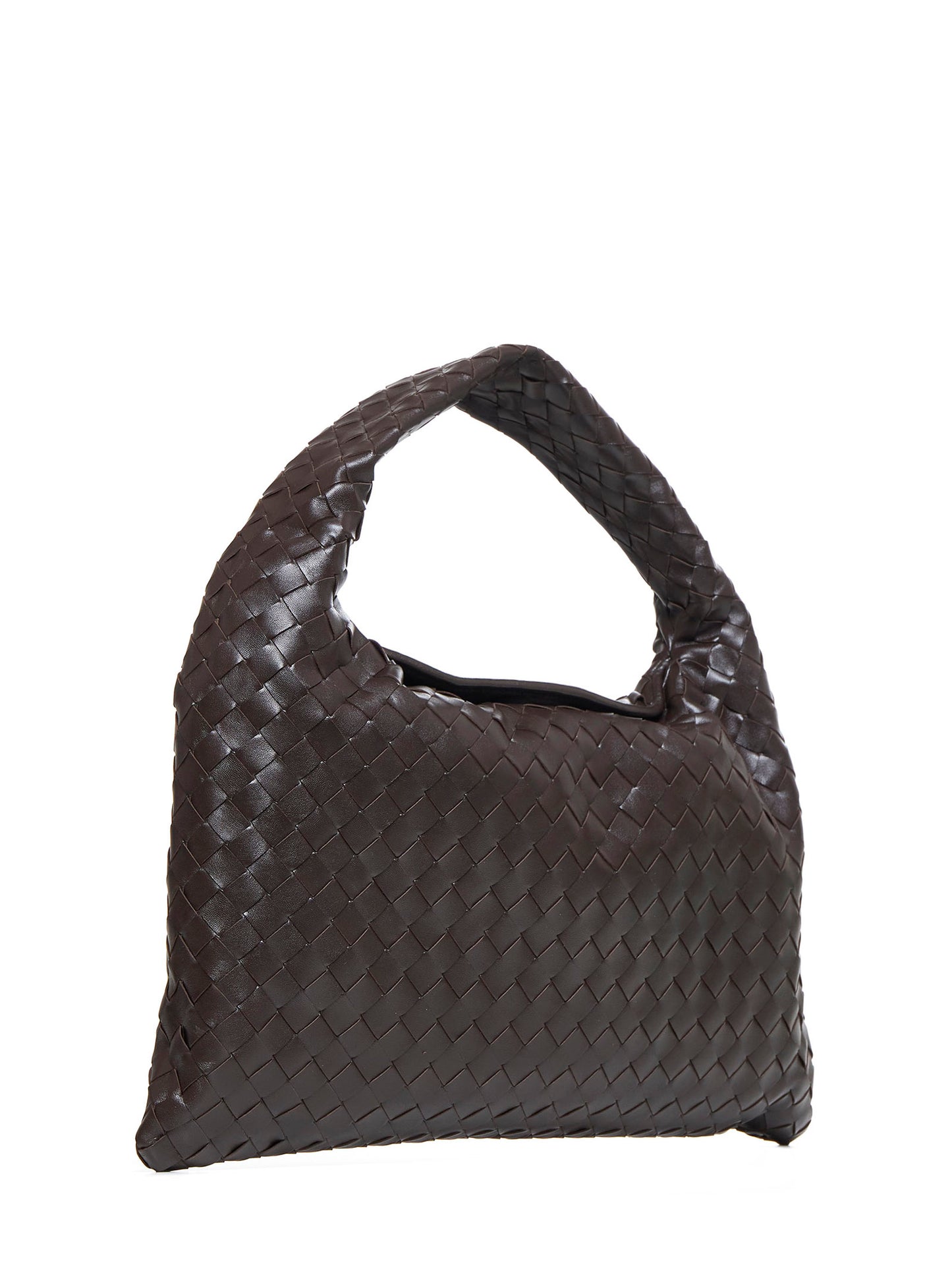 Tote bag media in pelle con motivo Intrecciato Hop