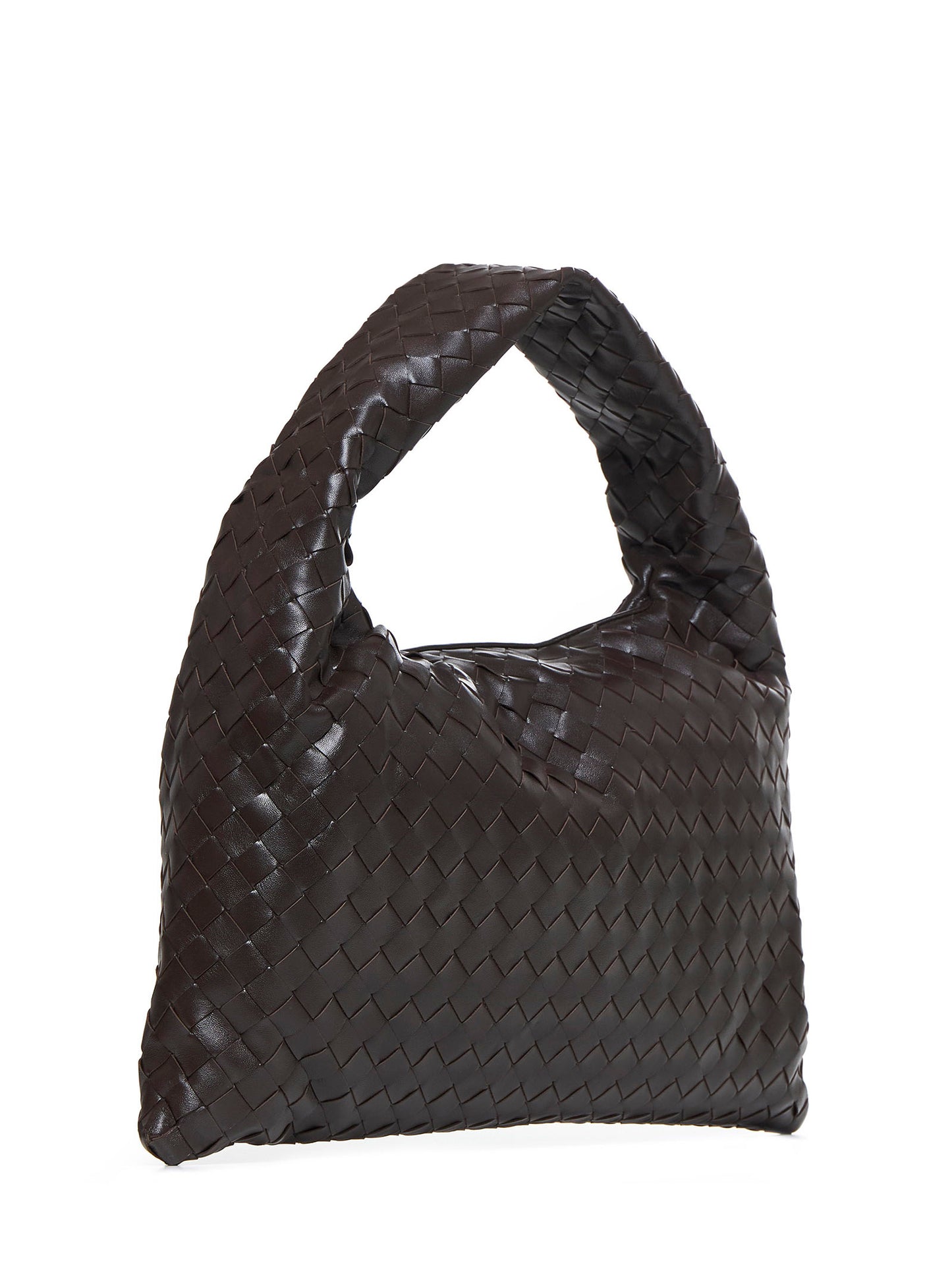 Tote bag media in pelle con motivo Intrecciato Hop