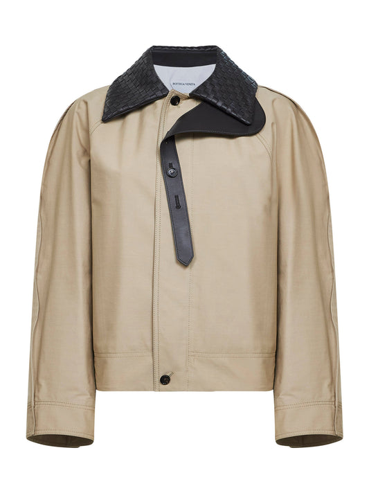 Sahara cotton jacket with leather collar