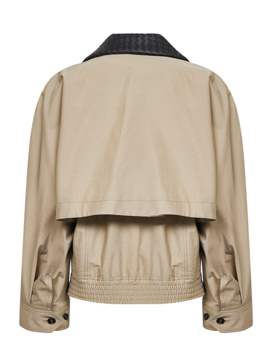 Sahara cotton jacket with leather collar