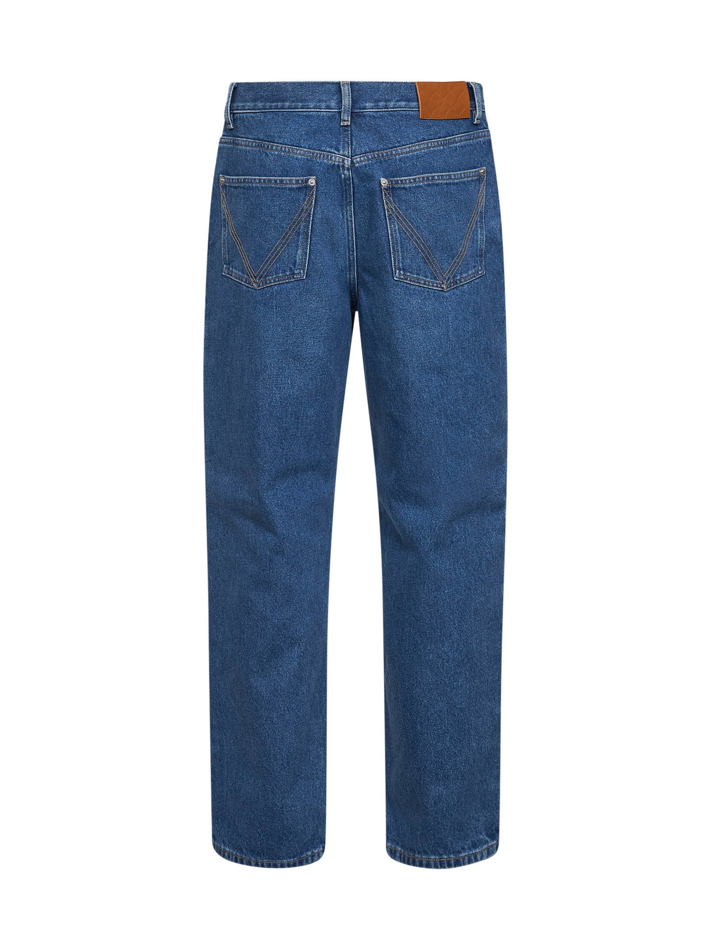 Jeans a gamba ampia in denim blu medio