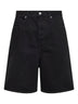 Faded black denim Bermuda shorts