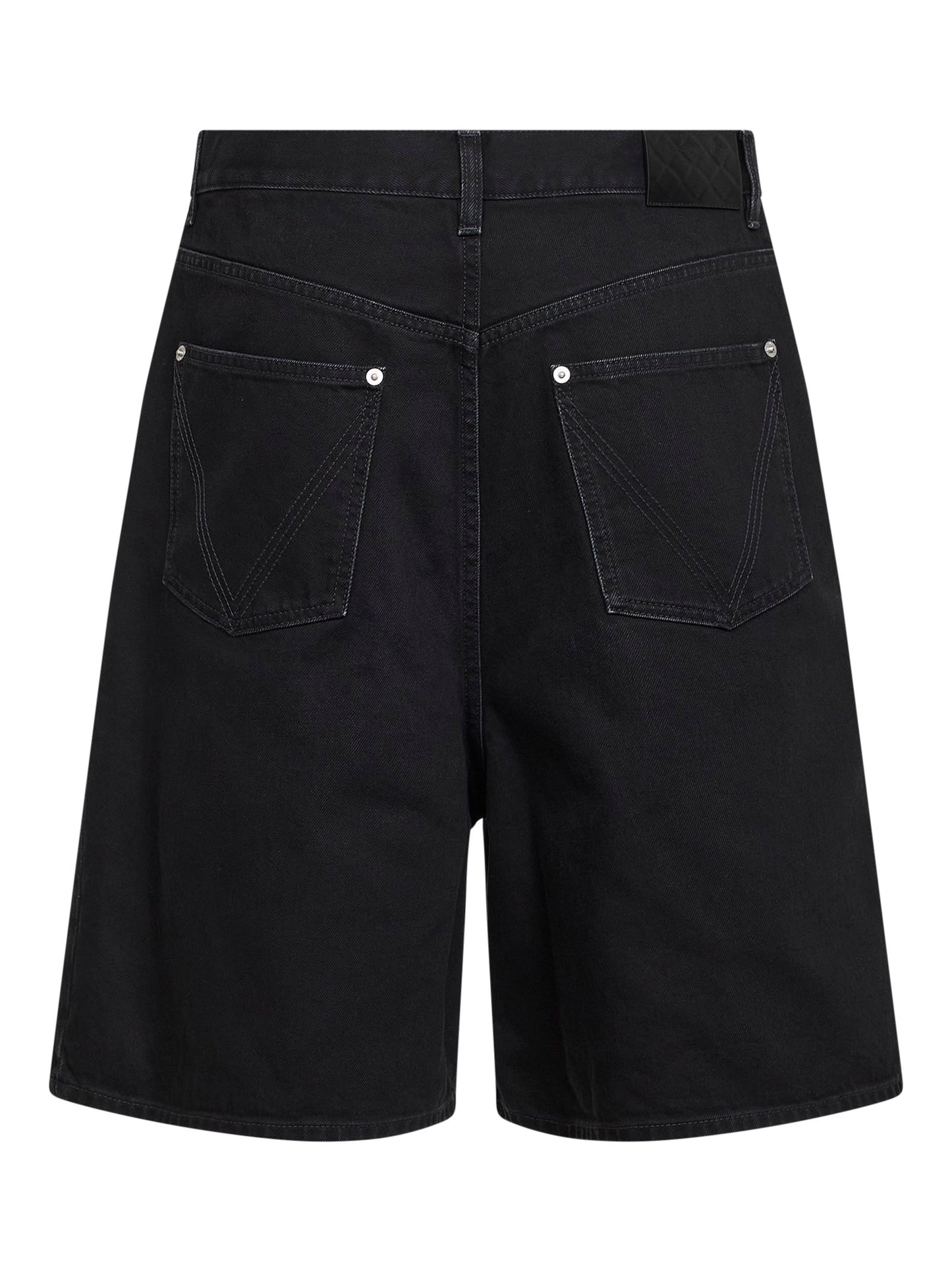 Faded black denim Bermuda shorts