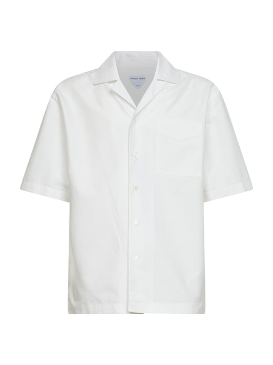 Camicia bowling in popeline di cotone gesso