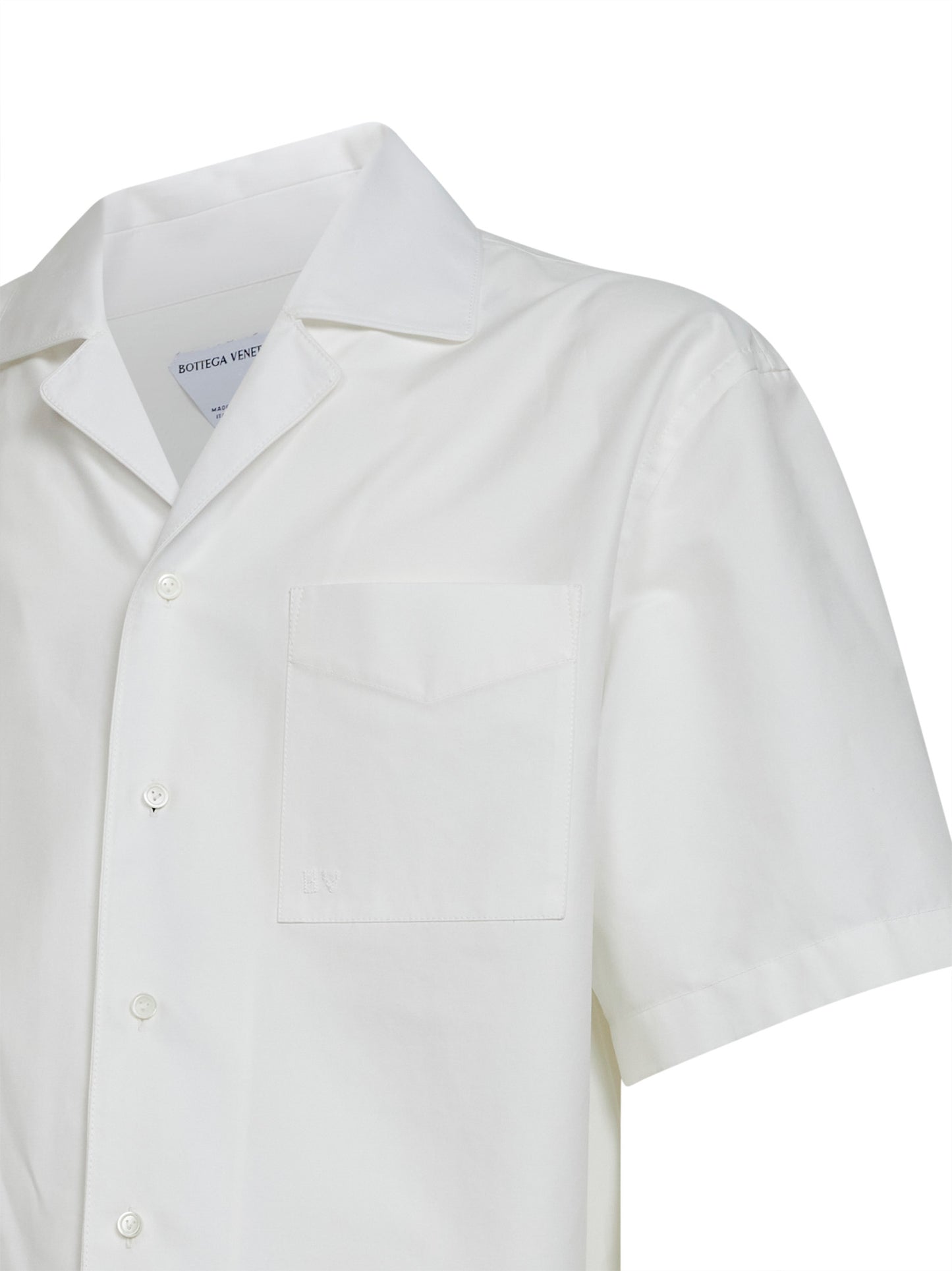 Camicia bowling in popeline di cotone gesso