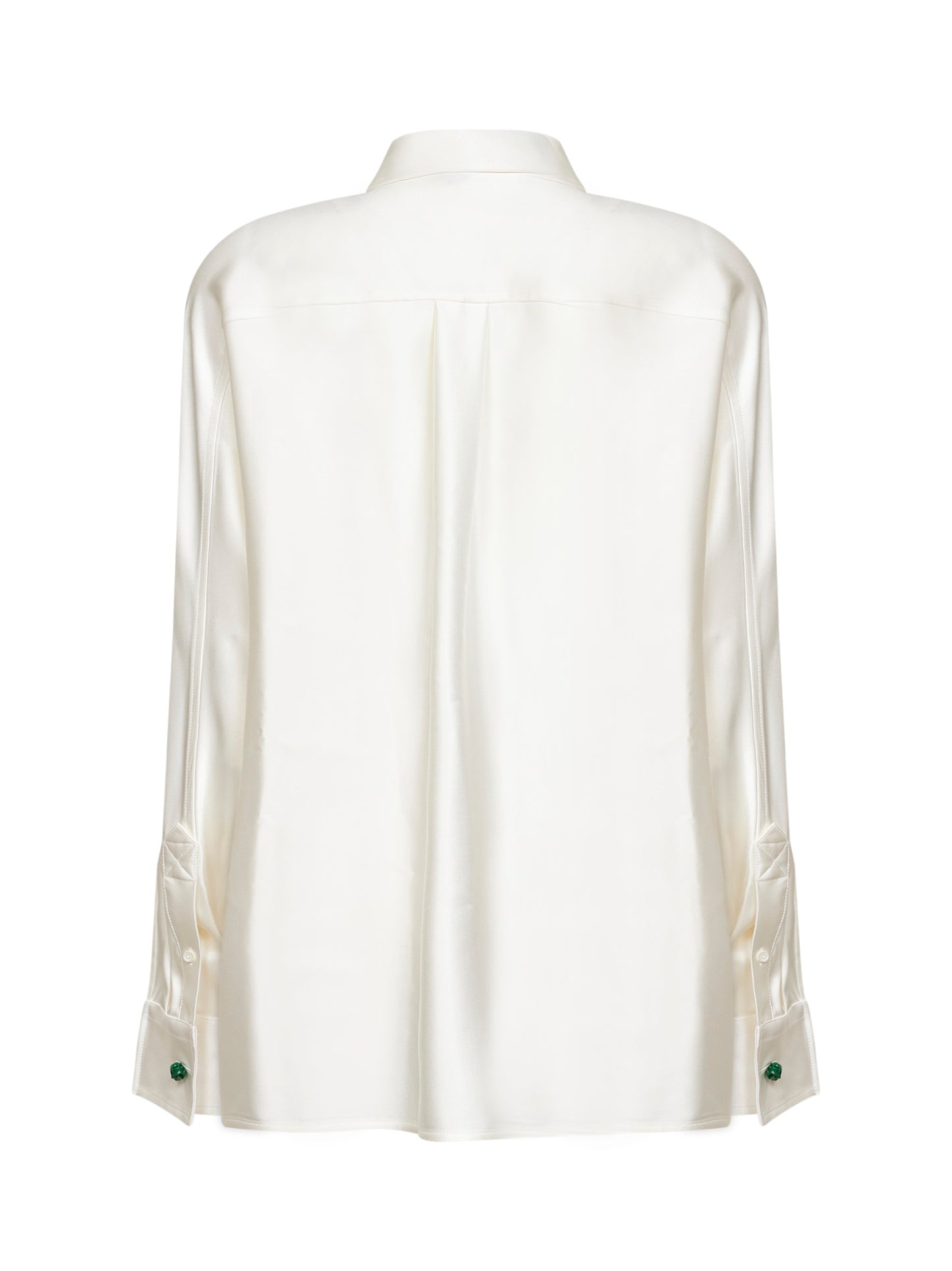 Camicia oversize con cravatta in satin di seta fluida gesso