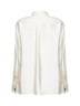 Camicia oversize con cravatta in satin di seta fluida gesso