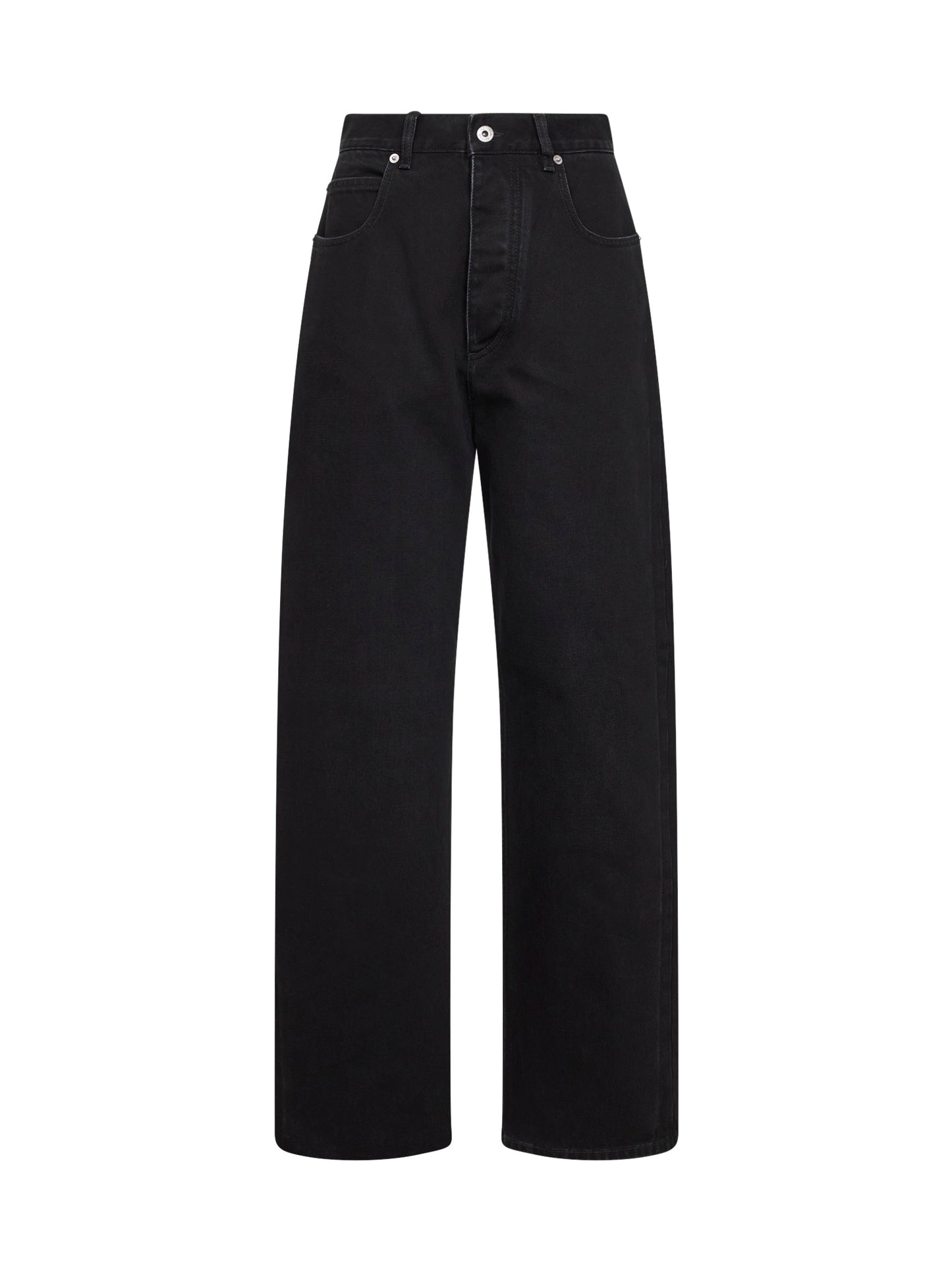 Jeans a gamba ampia in denim nero sbiadito