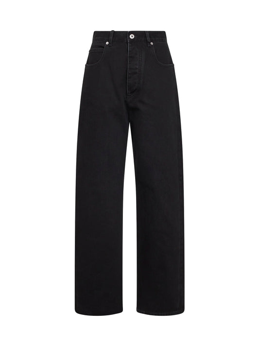Faded black denim wide-leg jeans