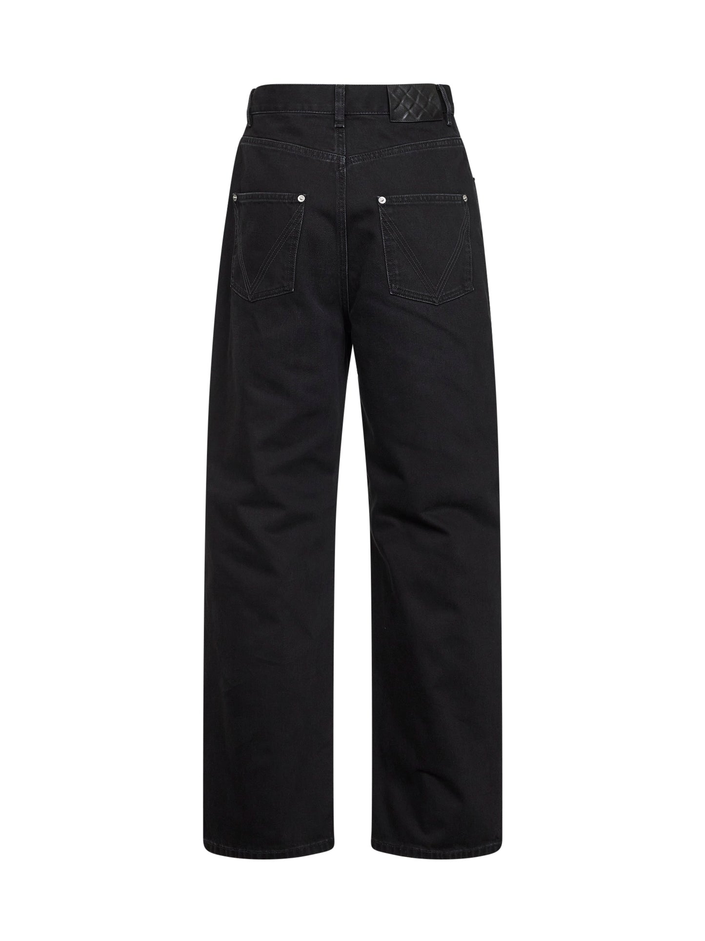 Jeans a gamba ampia in denim nero sbiadito
