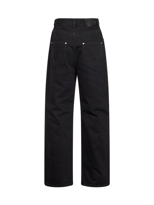 Faded black denim wide-leg jeans
