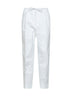 White cotton poplin drawstring trousers