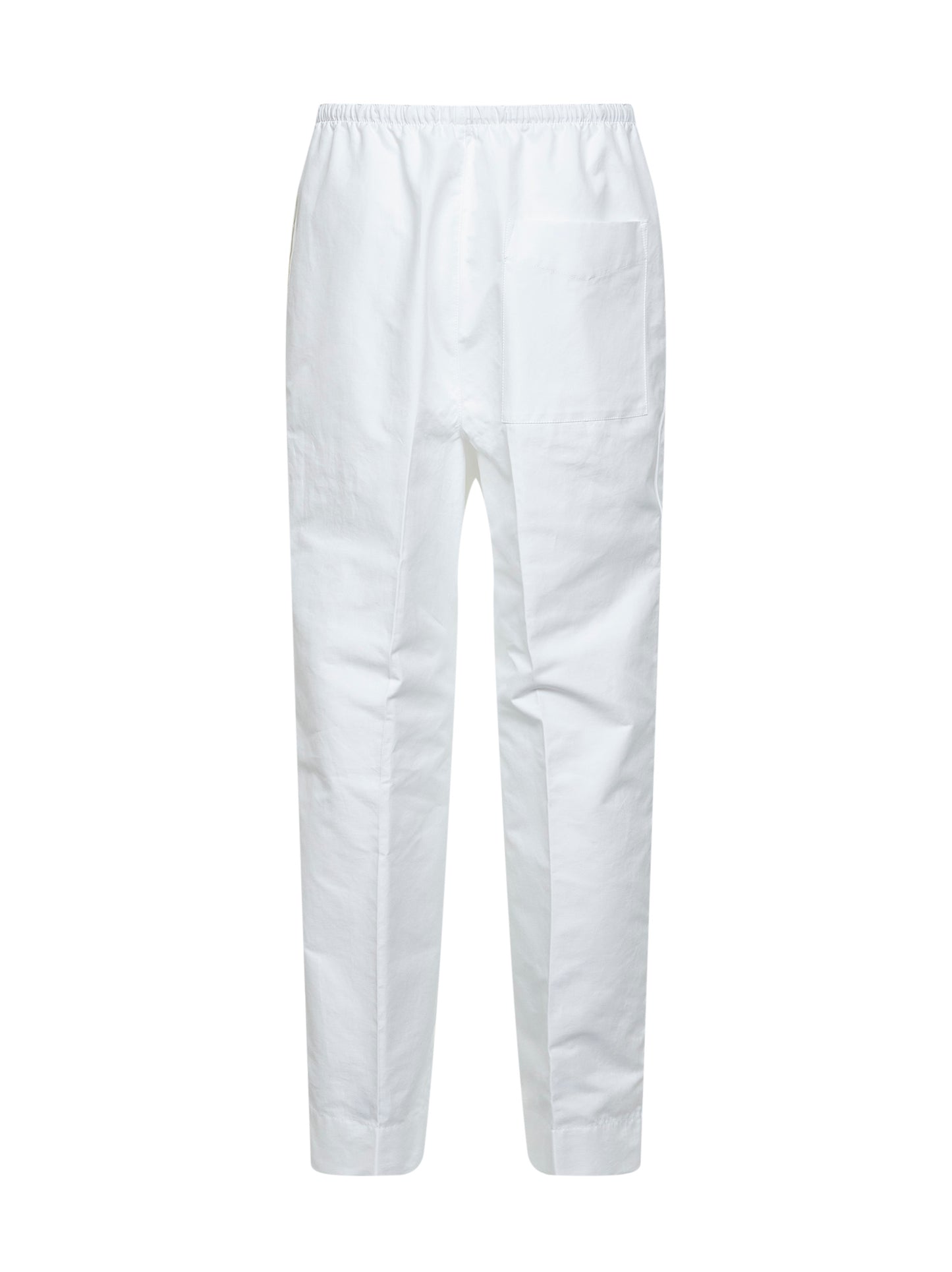 White cotton poplin drawstring trousers