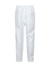 White cotton poplin drawstring trousers