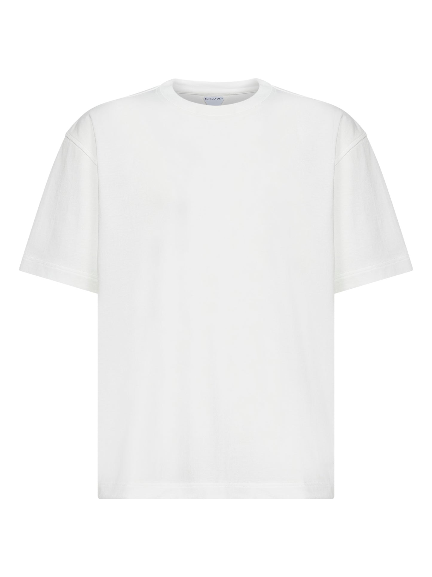 T-shirt in jersey di cotone gesso con patch Intrecciato